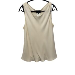 Giorgio Armani Runway Ivory 100% Silk Sleeveless Blouse, Size 6